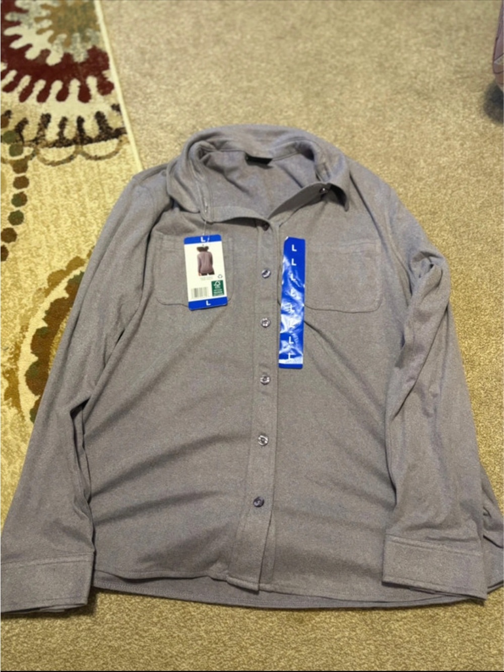 Light Gray Women's Button-Down Shirt - Relaxed Long Sleeve